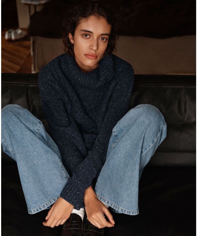 Lexington Emma Wool Blend Cable Knitted Roll Neck